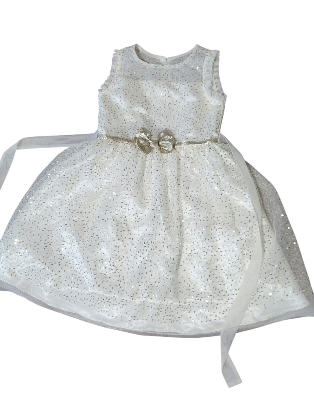 Jona Michelle Dress Size 6 Ivory Gold Sleeveless Full Long Flower Girl